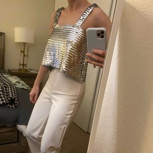 Silver cropped top from zara
